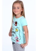 Girls\' T-shirt with patches, mint NDZ8112 - Online store - Boutique